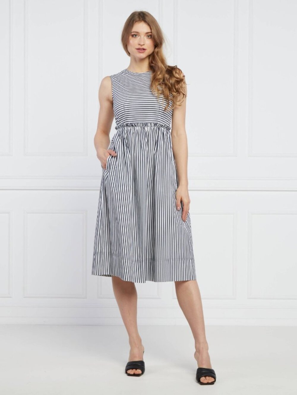 NEW Marella Sport Italy by Max Mara Dress US 12 White & Grey Stripe